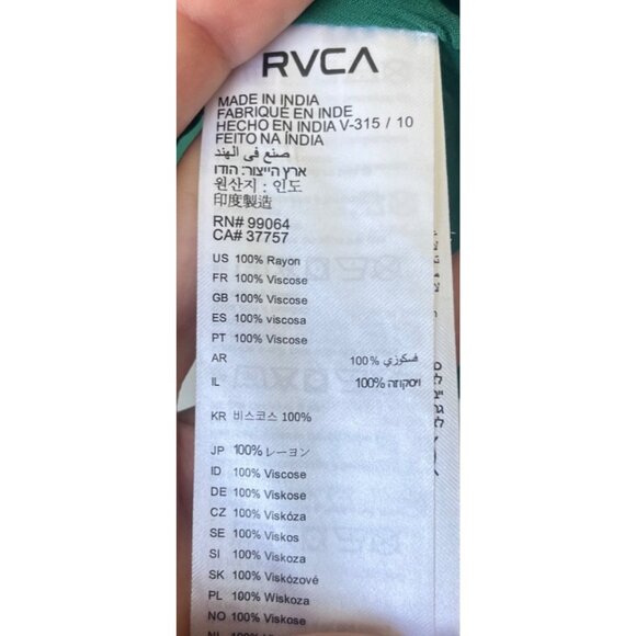 RVCA Short Sleeve Button Front Mini Dress Size S Kelly Green Y2K Preppy Twee - Picture 9 of 10